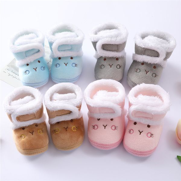Botas cálidas para recién nacidos, zapatos para bebés y niños de 1 año, botas de nieve de suela blanda para otoño e invierno