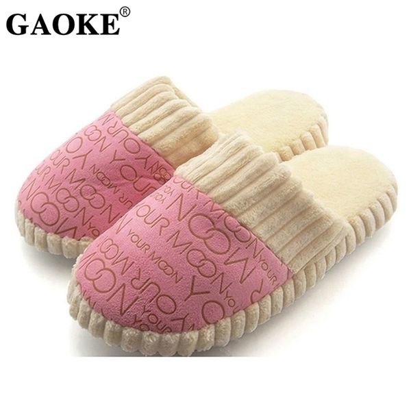 Automne Hiver Chaud Pantoufle antidérapante Hommes Femmes Coton Rembourré Pantoufles En Caoutchouc Semelle Couture Intérieur Doux Chaussures En Peluche Y201026 GAI GAI GAI