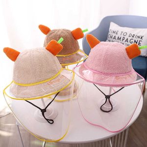 Otoño Invierno Cálido Lana Bebé Niños Cubo Sombrero Protector de Cara Cubierta Anti Saliva A Prueba de Polvo Lindo Zanahoria Niños Niñas Sombreros Gorras 210713