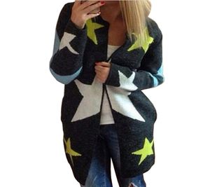 Autumn Winter Womans Star Cardigan Sweater Loose Sweater Coat Outerwear Women039s Blusas Tops Gebreide Ladies Knitwear 2016073179