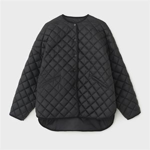Otoño Invierno mujer abrigo negro frente corto y largo diseño suelta chaqueta cálida de algodón de un solo pecho 211215