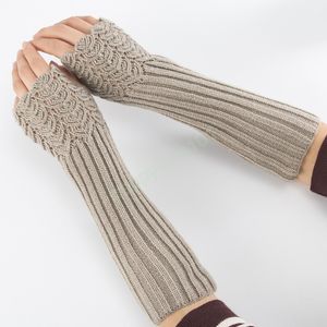 Gants tricotés pour femmes, automne et hiver, manches de poignet, chauffe-mains pour filles, mitaines longues mi-hiver, gants sans doigts pour écran tactile