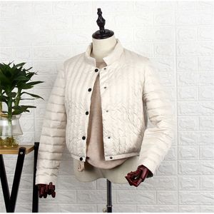 Otoño Invierno Mujeres Tops cortos Stand Collar White Duck Down Chaqueta Mujer Ultra Light Coat Ropa Parkas 210423