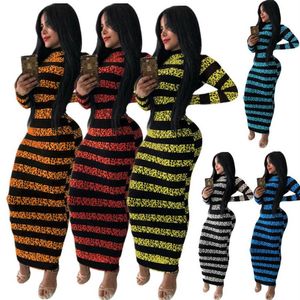 Robe à manches longues pour femmes, imprimé rayé, vêtements pour femmes, 290j, automne et hiver
