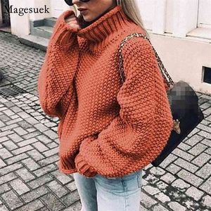 Herfst winter vrouwen trui lange mouw warme losse gebreide trek femme primer pullover turtleneck 11807 210512