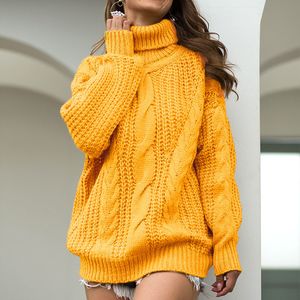 Herfst winter vrouwen coltrui turneck trui losse oversized elegante warm gebreide pullovers mode massieve tops gebreide trui 220816