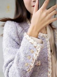 Autumn Winter Damesjas Casual Style Coarse Tweed Jacket Koreaanse mode Elegante lange mouw damesjassen in promotie 240514