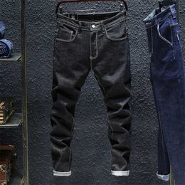 Automne hiver noir et bleu jeans hommes denim pantalon homme haute qualité slim fit jean marque grande taille 40 42 44 211111