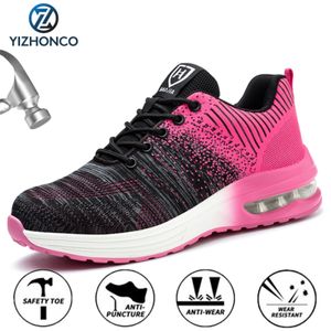 Zapatos de seguridad de mujer de otoño Zapatos de trabajo ligeros con punta de acero Zapatillas de deporte Zapatos deportivos de mujer rosa Zapatos de seguridad de trabajo Botas de trabajo con gorra 220210