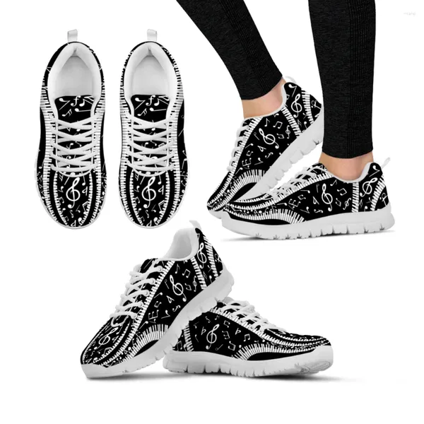 Automne Women Art Flats 822 Chaussures décontractées Instantarts Style Piano Keyboard Music Note Impression Air Mesh Sneakers 2024 Zapators de Mujer 315 719 519 67989 83472 82783