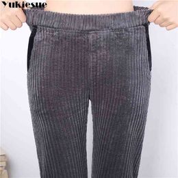 Otoño mujeres pantalones de pana pantalon mujer cintura elástica pantalones harem talla grande 3xl pantalones de chándal casuales pantalones pantalones flacos 210519