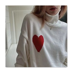 Automne femmes designer pull femmes pull mode col haut rouge lettre d'amour broderie femmes tricots pull gris femmes décontracté polyvalent hommes pull