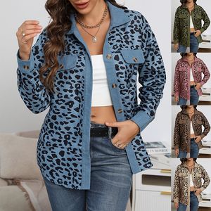 Automne femmes veste boutonnée tempérament manches longues simple boutonnage imprimé léopard vestes manteaux Streetwear