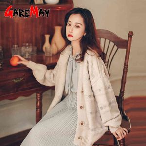 Herfst Dames Vesten Sweater Oversize Vintage Losse Koreaanse stijl V-hals borduurwerk 210428