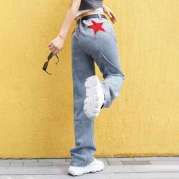 Automne Jeans pour femmes Y2K lavé High Street Denim Pantalon Streetwear Boyfriends Baggy Classic Mom Cargo Pantalon pour filles 211129