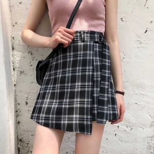 Automne femmes Style Preppy mode grande taille plaid été femme A-ligne jupe Harajuku Gothique Empire 210608