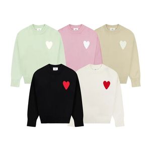 Unisex Designer Sweater Men Women Koreaans mode hartpatroon ronde nek gebreide sweatshirts luxe merk minnaar A-lijn kleine rode harttrui