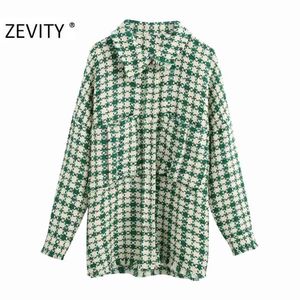 Herfst Vrouwen Vintage Plaid Print Wollen Shirt Jas Dame Lange Mouw Pocket Patch Tassel Casual Jas Chic Tops CT602 210420