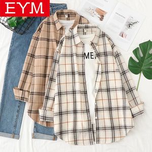 Herfst Womens Blouses en Tops Casual Losse Designer Stijl Oudsized Plaid Shirt Vrouwelijke Lange Mouw Blouse Blusas Dames Shirts