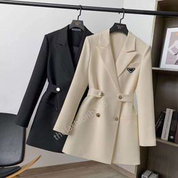 Otoño para mujer traje abrigo diseñador botón chaqueta moda a juego triángulo invertido carta traje largo chaqueta de nylon traje superior