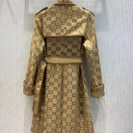 Otoño para mujer gabardinas diseñador de lujo Rompevientos estampado mezcla de algodón lienzo carta estampado chaqueta Cinturón suelto Mujer Casual Trenchs Coat