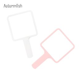 Miroir de maquillage Autumnfish Miroir de maquillage à main Blanc Rose HD Miroir cosmétique carré Confortable Portable Conception simple 240108