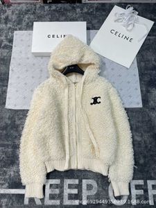 Cardigan à capuche en lait avec fermeture éclair, avec broderie sur la poitrine, Style fille réduisant l'âge, nouvelle collection automne hiver