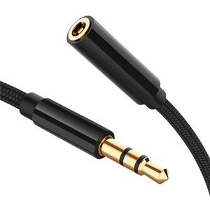 AUX -kabel 3,5 mm audio -verlengkabelaansluiting 1m 3ft mannelijk naar vrouwelijke hoofdtelefoonkabel voor auto -oortelefoonluidspreker