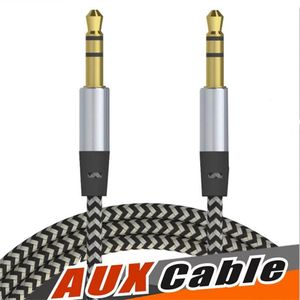 AUX Verlengkabels Car Audio Nylon Gevlochten 3ft 1M wired Auxiliary Stereo Jack 3.5mm Male Lead voor Andrio Mobiele Telefoon Speaker