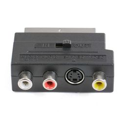 AV Audio / Video Scart Broom Kop om Europese 21p Pin RCA kleurverschilslijn S Terminal Plug te converteren