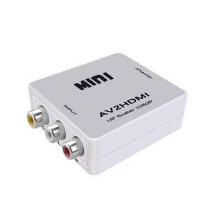AV2HDMI 1080P HDTV Adaptador de escalador de video HDMI2AV mini Conectores Caja convertidora CVBS L / R RCA A HDMI Para Xbox 360 PS3 PC360 Soporte NTSC PAL Con empaque minorista