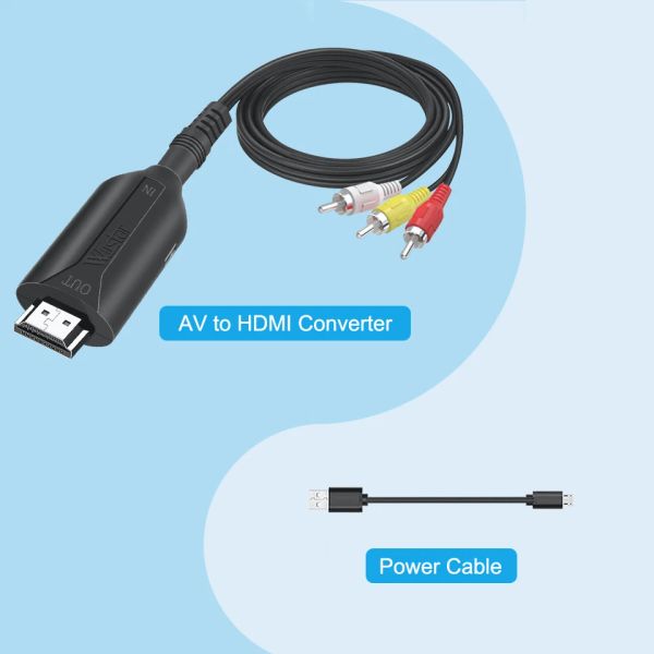 AV2HDMI RCA AV / CVSB L / R Vidéo à HDMI compatible AV Scalmer Adaptateur HD Converter Box 1080p Prise en charge NTSC PAL 100CM