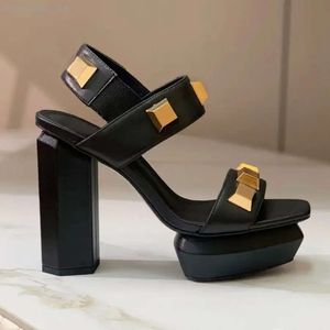 Ava Cuir Plateforme Sandales Femme Chunky Talon Mules Bouts Carrés Sexy Mode Chunky Block Robe Chaussures 10cm Designers À Talons Hauts Femmes designer chaussures