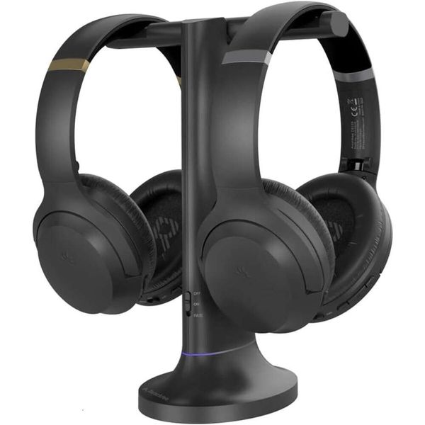 Avantree Duet Double casque sans fil pour regarder la télévision avec support de charge émetteur – Mode dialogue clair, augmentation du volume pour les personnes âgées – Extensible jusqu'à 100 écouteurs