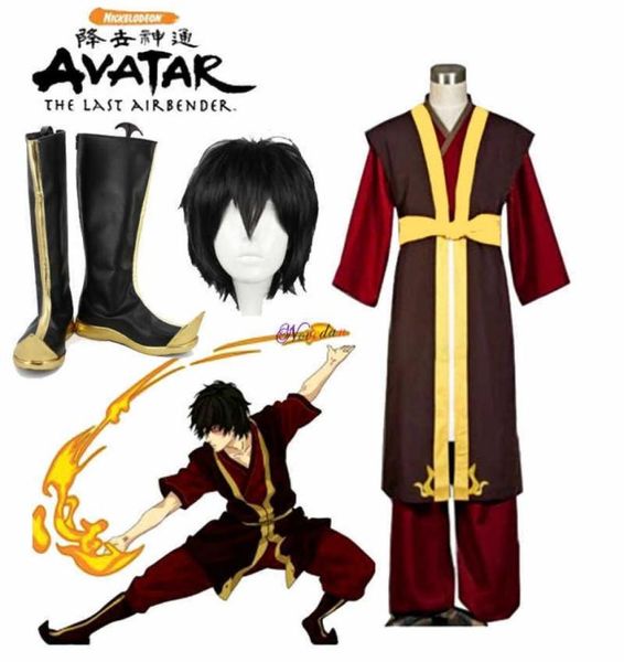 Avatar The Last Airbender Zuko Cosplay Costume King039 Prince uniforme Anime Aang Zuko Cosplay Shoes Wig pour Halloween Party Q01162873