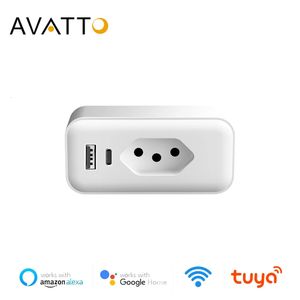 AVATTO – prise intelligente WiFi Tuya, avec USB Type C, charge rapide, 16a, moniteur d'alimentation brésilien, fonctionne pour la maison Alexa 240228