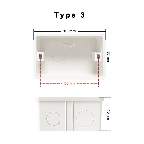 Boîte de montage de mur Avatto Boîte blanche à cassette interne / surface 86 * 86 mm 102 * 66 mm 140 * 68 mm pour l'interrupteur et socket standard UE / US