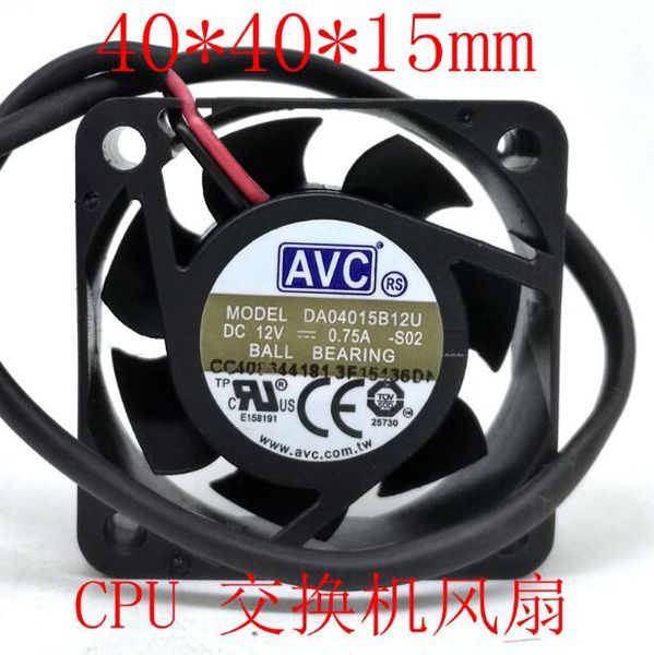 AVC DA04015B12U 4CM 4015 12V Computadora de dos cables CPU Caja de alimentación Interruptor Ventilador de alto volumen