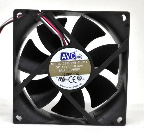 AVC DS08025B12H 8 cm 8025 12 V 0.3A ordinateur à trois fils CPU châssis ordinateur ventilateur de dissipation thermique silencieux