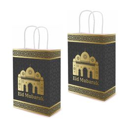 AVEBIEN 10/20 STKSMUSLIM EID MUBARAK Golden Tote Bags Herdenkingsgift Verpakking Ramadan Kraft Papieren Bag Feestartikelen Gift Bag 210724