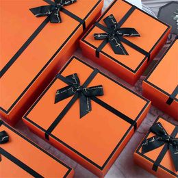 Avebien Nieuwe Oranje Halloween Gift Doos Parfum Cosmetica Portemonnee Gift Verpakking Doos Bruiloft Verjaardagsfeestje Gift Bag Papier 210326