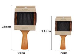 AVEDA Paddle Brush Brosse Club Masaje Cepillo para el cabello Peines Previene la tricomadesis Cabello SAC Masajeador Madera TPE Airbag Nylon Dientes Cepillos8909983