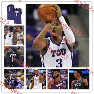 Avery Anderson III TCU gehoornde kikkers basketbaltrui op maat gestikte heren jeugd 2 Emanuel Miller 1 Jesaja Manning 4 Jameer Nelson Jr. TCU truien