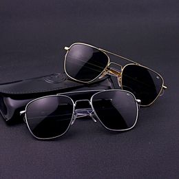 Pilote d'aviation rectangle lunettes de soleil hommes femmes 2022 uv400 armée américaine militaire optique AO lunettes de soleil Oculos de sol masculino