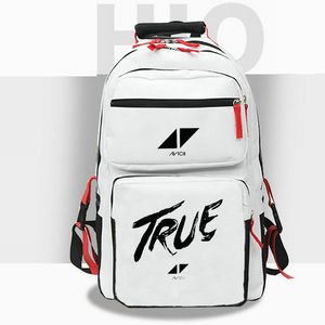 Mochila Avicii Mochila Tim Bergling Mochila escolar True DJ Star Mochila con estampado musical Mochila informal Mochila de color blanco y negro