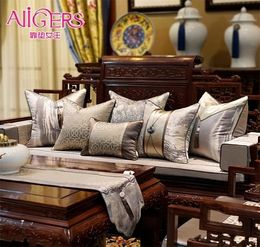Avigers Luxury Luxury Chinese Chinese Style Patchwork Throw tower couvertures Coussins de coussin gris brun avec des glands 45 x 45 50 x 50cm 213487977