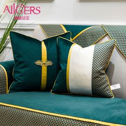 Avigers Luxe Patchwork Fluwelen Teal Green Kussenhoezen Modern Huis Decoratieve Sierkussenslopen voor Bank Slaapkamer 210315274K