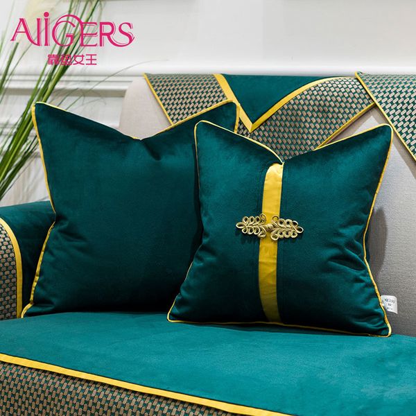 Avigers luxe Patchwork velours sarcelle vert housses de coussin moderne maison décorative taies d'oreiller pour canapé chambre 210315254d