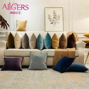 Avigers luxe velours doux housse de coussin couleur taie d'oreiller maison taie d'oreiller décorative pour canapé bleu marine gris blanc jaune 210401