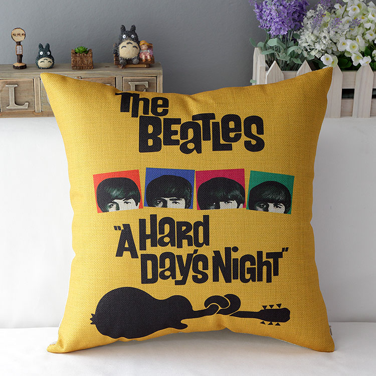 Beatles Pillow Cover, The Beatles Classic Cotton Linen Throw Pillow Cushion Cover Pillowcase